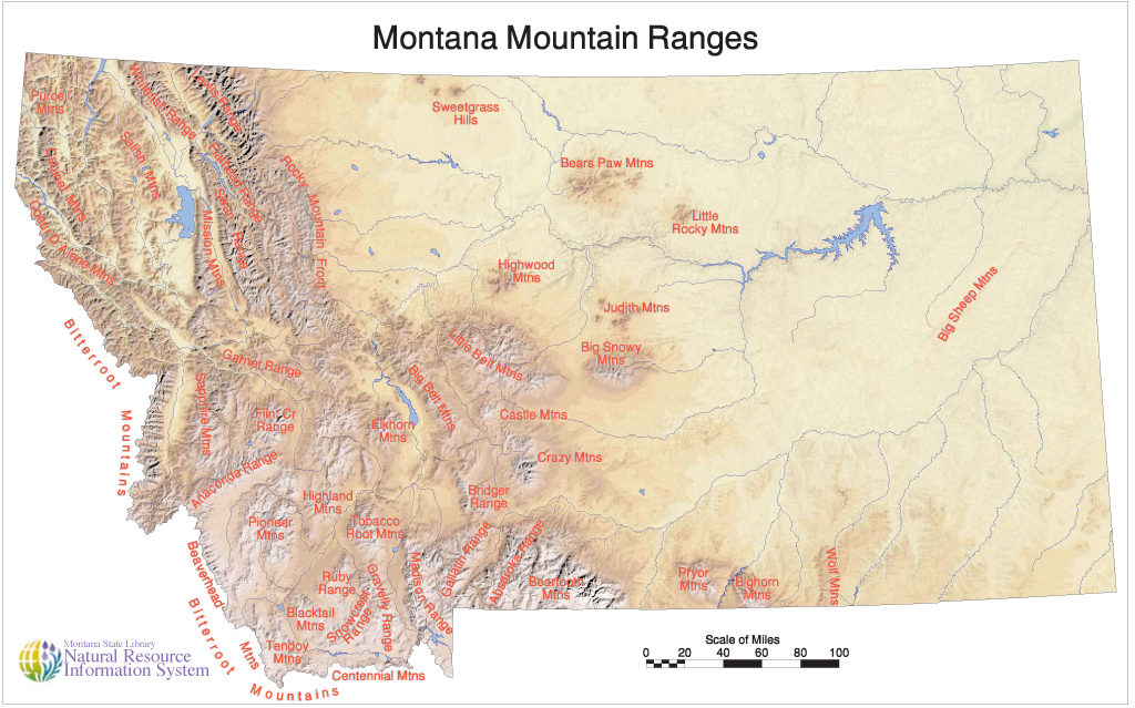 Crazies are near the lower center of the map, the first mountain range rising up from the Great Plains. 